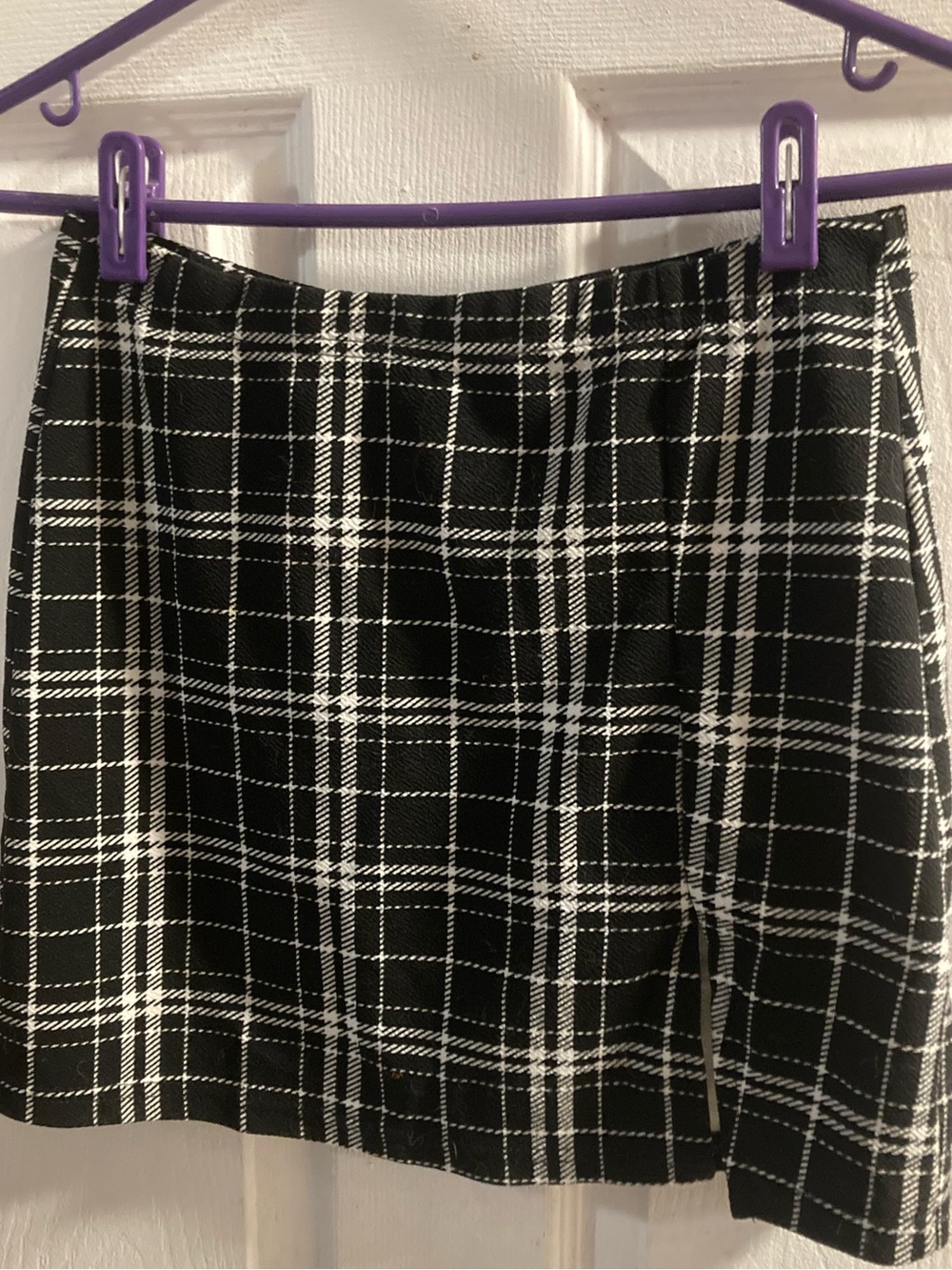 SHEIN Black and White Plaid Mini Skirt
